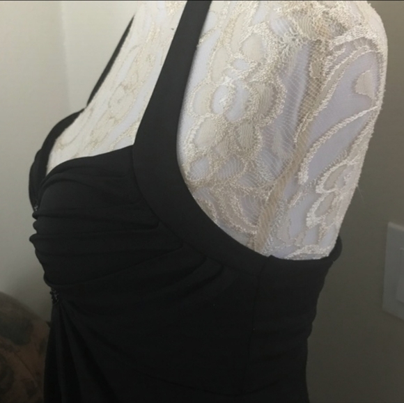 WHBM Holiday Elegant Beaded Halter Cocktail Dress - Picture 4 of 4